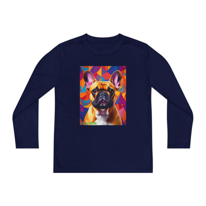 Pup Art Canvas - Kid's Sport Long Sleeve Tee (French Bulldog)