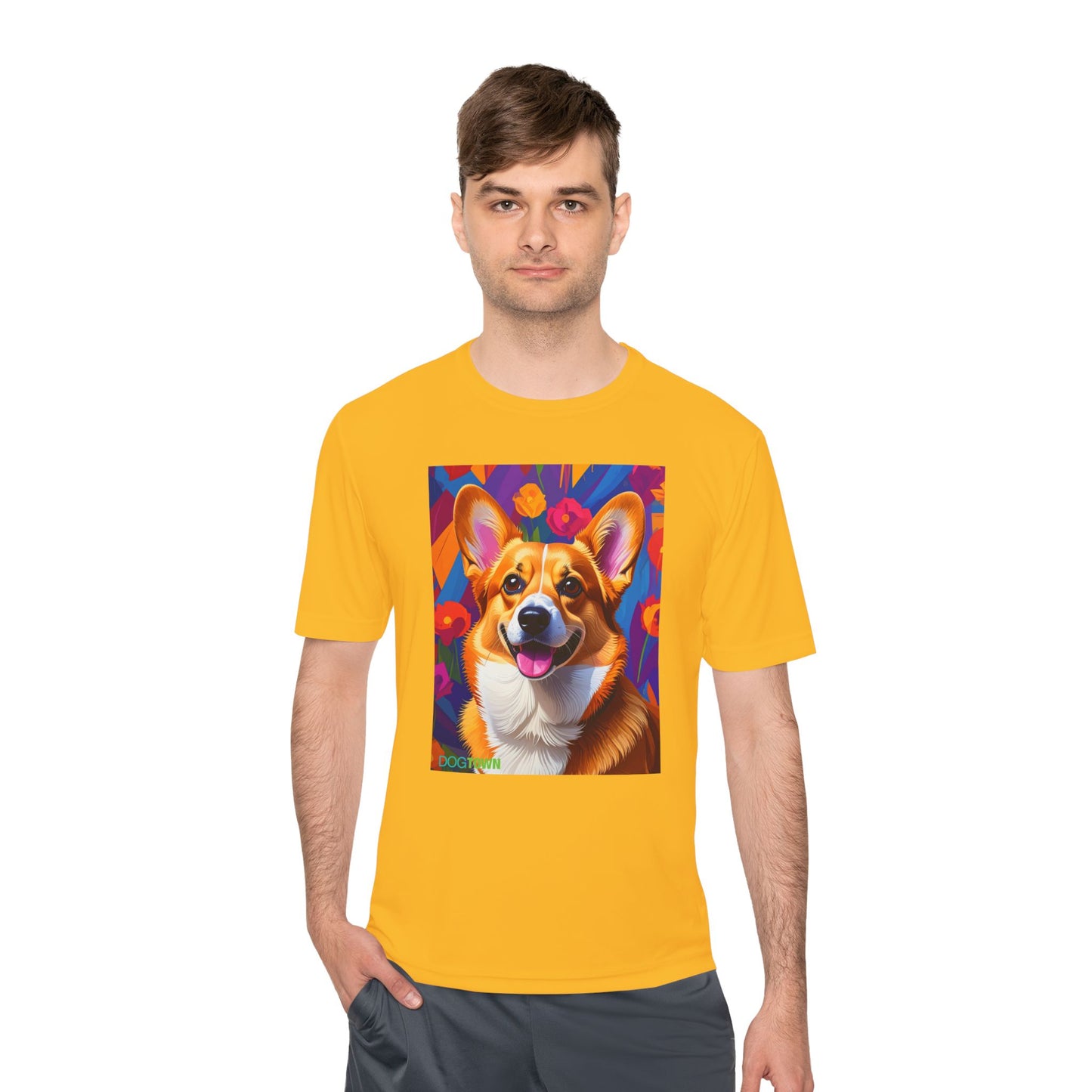 Pup Art Canvas Unisex Moisture Wicking Tee (Corgi)