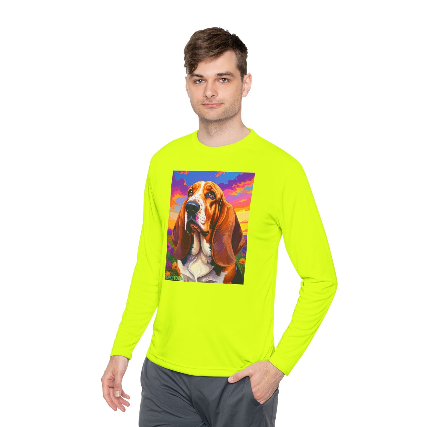 Pup Art Canvas Sport Long Sleeve Tee (Basset Hound)