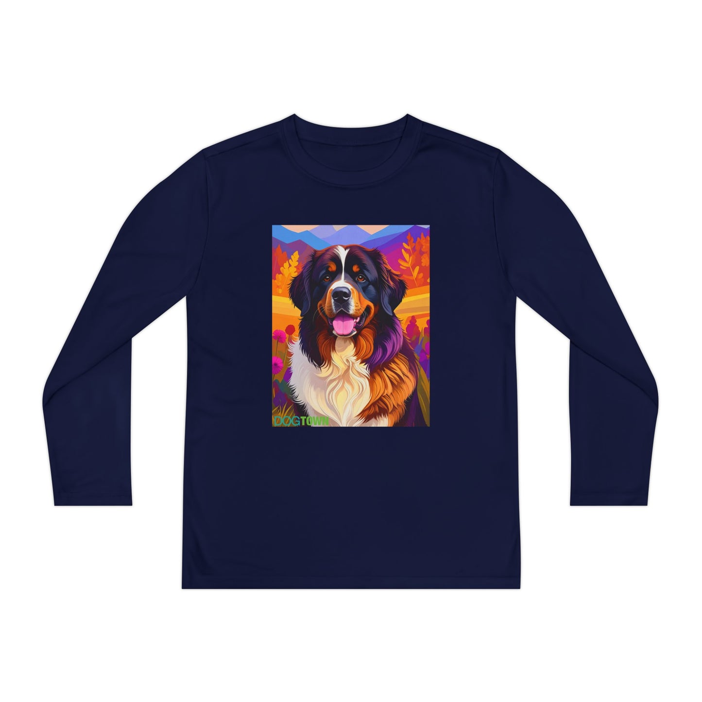 Pup Art Canvas - Kid's Sport Long Sleeve Tee (Bernese Mountain Dog)