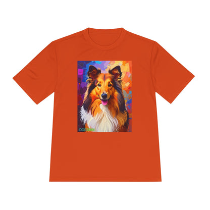 Pup Art Canvas Unisex Moisture Wicking Tee (Shetland Sheepdog (Sheltie))