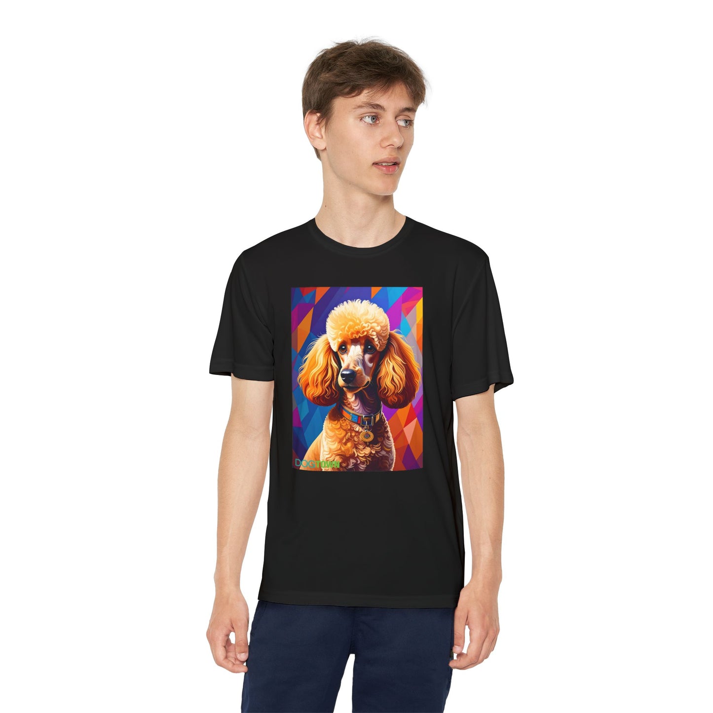 Pup Art Canvas - Kid's Sport Short Sleeve Tee (Toy Poodle)