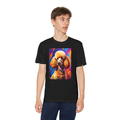 Pup Art Canvas - Kid's Sport Short Sleeve Tee (Toy Poodle)
