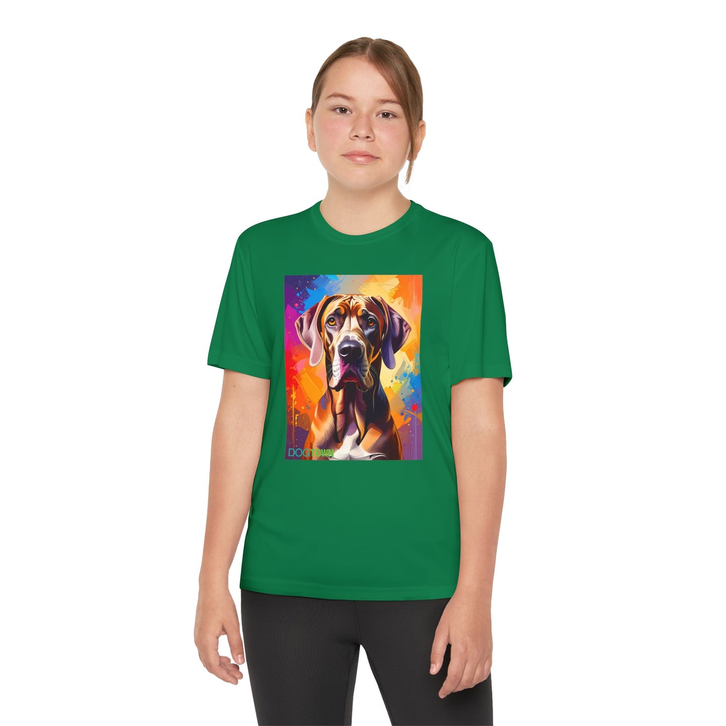 Pup Art Canvas - Kid's Sport Short Sleeve Tee (Great Dane)