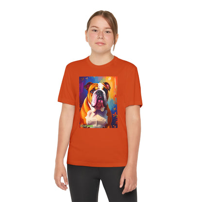 Pup Art Canvas - Kid's Sport Short Sleeve Tee (English Bulldog)