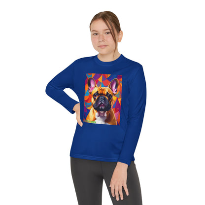 Pup Art Canvas - Kid's Sport Long Sleeve Tee (French Bulldog)