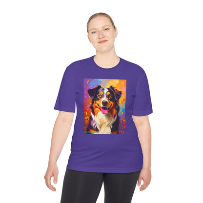 Pup Art Canvas Unisex Moisture Wicking Tee (Australian Shepherd)