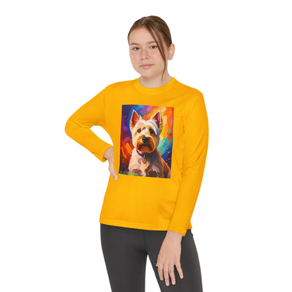 Pup Art Canvas - Kid's Sport Long Sleeve Tee  (West Highland White Terrier)