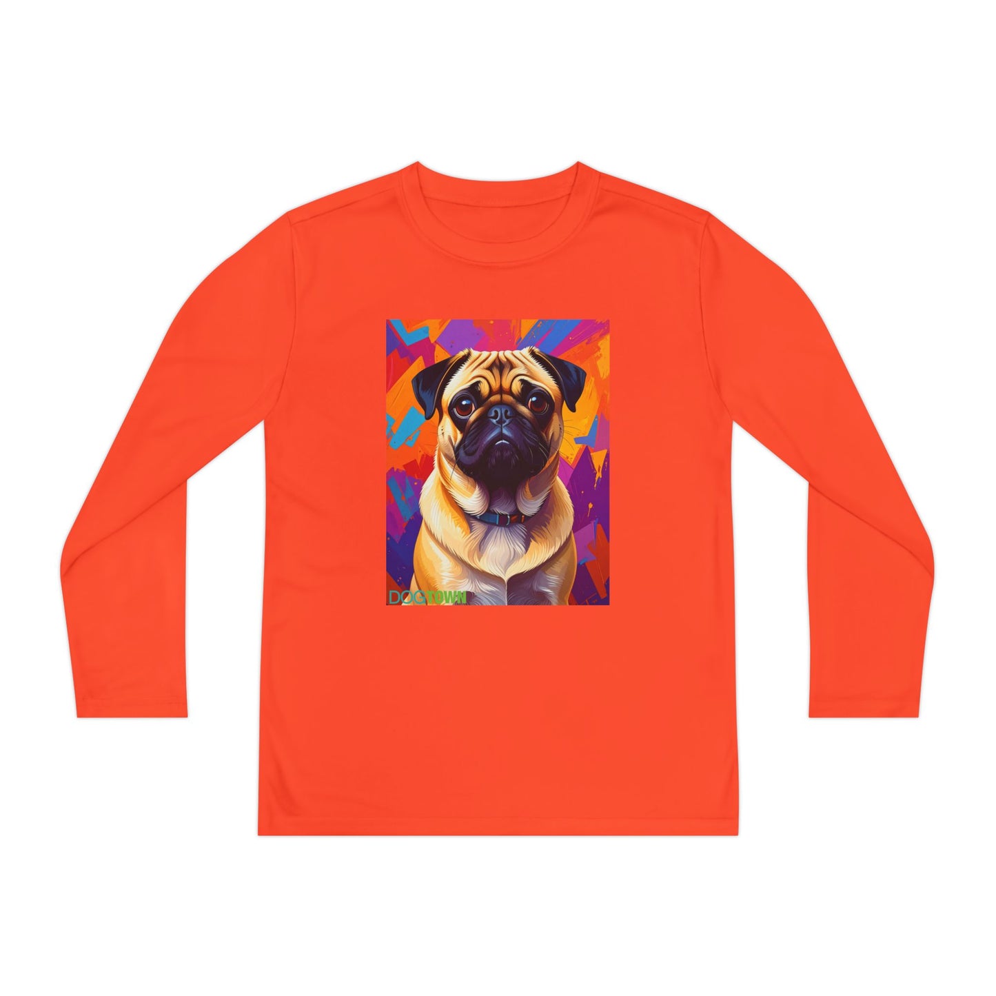 Pup Art Canvas - Kid's Sport Long Sleeve Tee (Pug)