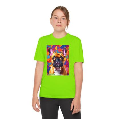 Pup Art Canvas - Kid's Sport Short Sleeve Tee (French Bulldog)