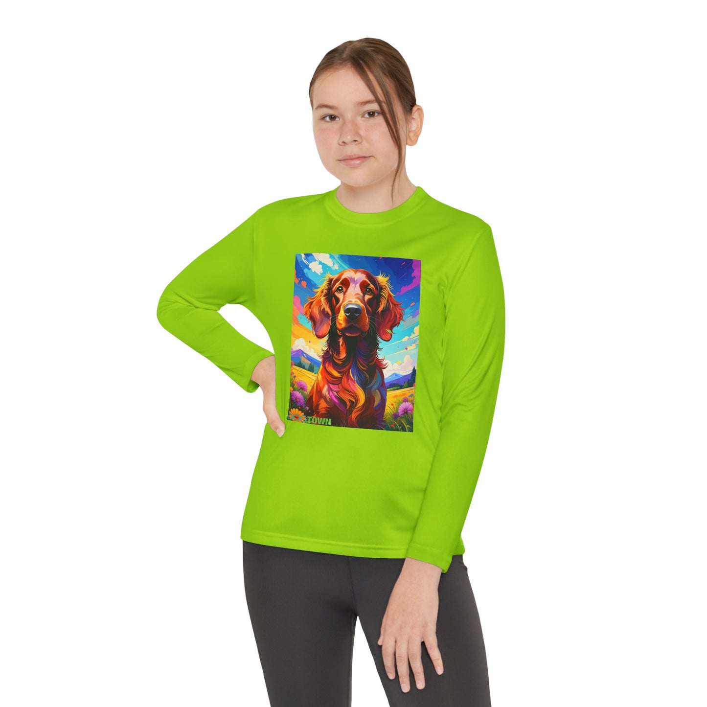 Pup Art Canvas - Kid's Sport Long Sleeve Tee (Irish Setter)