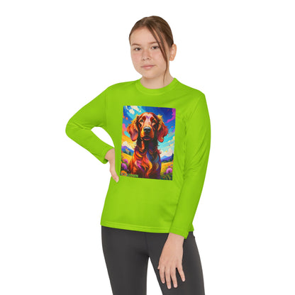 Pup Art Canvas - Kid's Sport Long Sleeve Tee (Irish Setter)
