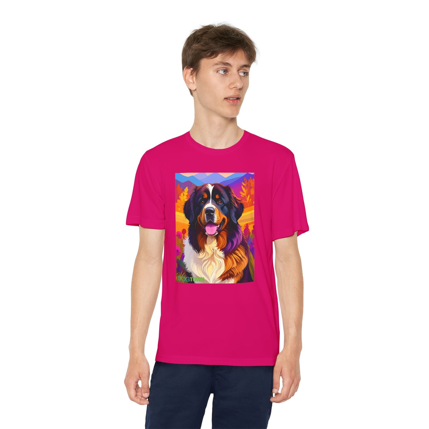 Pup Art Canvas - Kid's Sport Short Sleeve Tee (Bernese Mountain Dog)