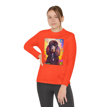 Pup Art Canvas - Kid's Sport Long Sleeve Tee (Standard Poodle)
