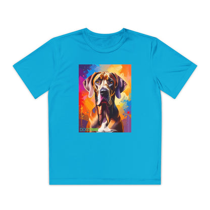 Pup Art Canvas - Kid's Sport Short Sleeve Tee (Great Dane)