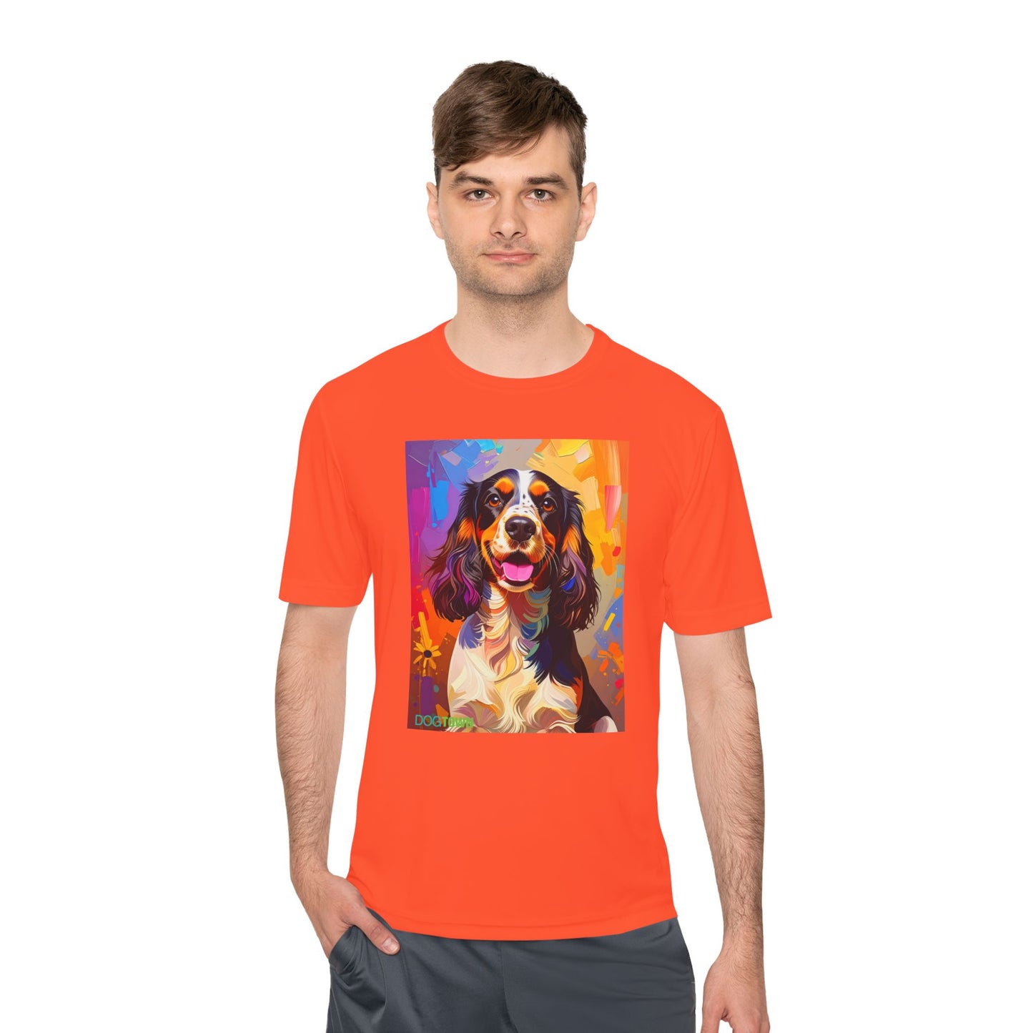 Pup Art Canvas Unisex Moisture Wicking Tee (English Springer Spaniel - 1)