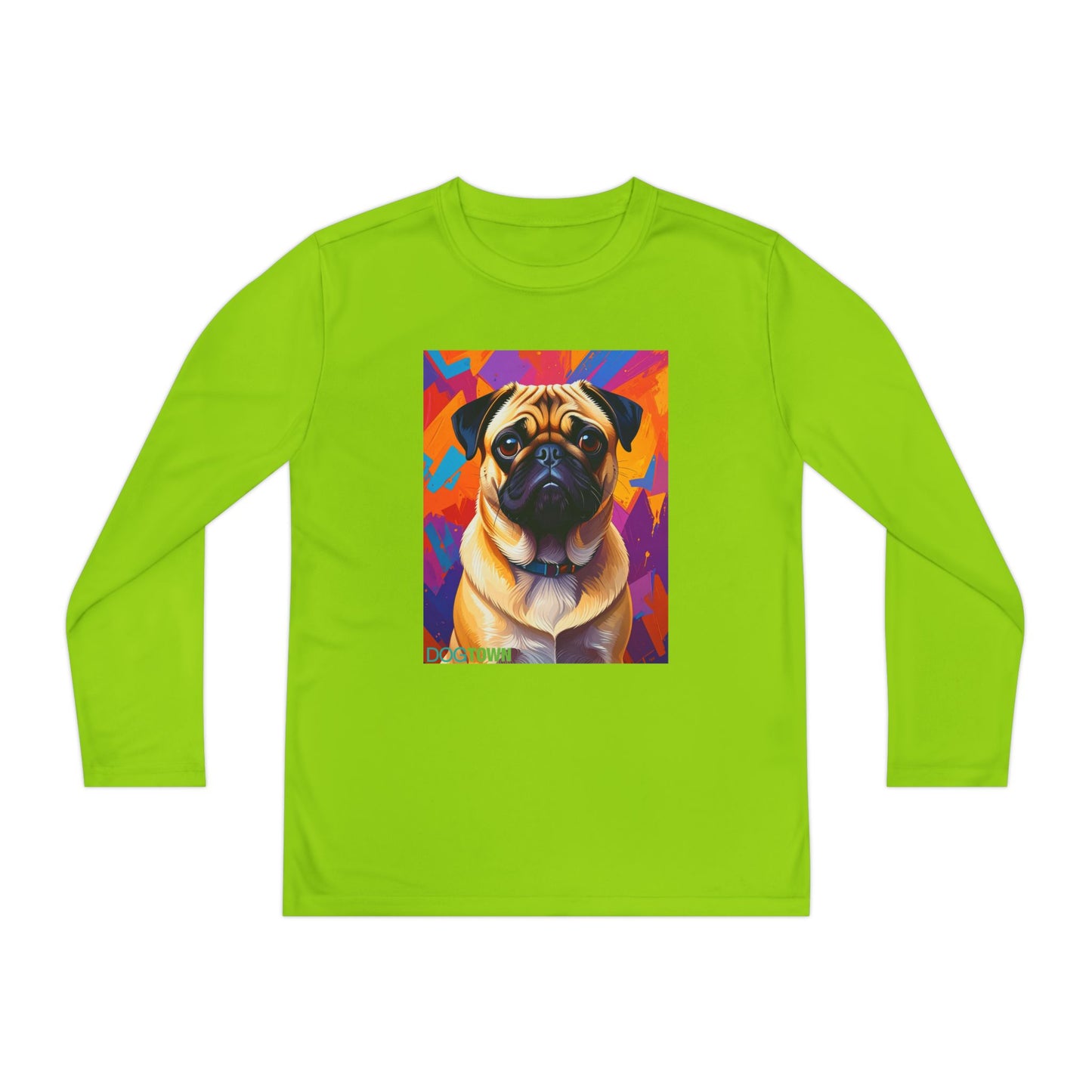 Pup Art Canvas - Kid's Sport Long Sleeve Tee (Pug)