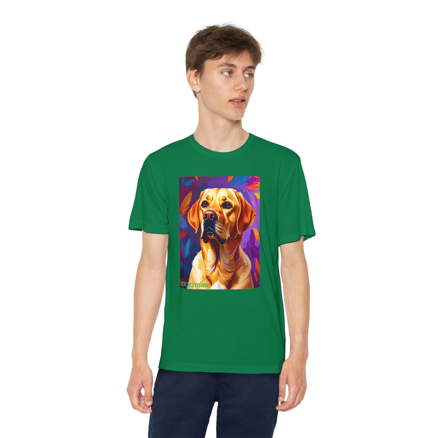 Pup Art Canvas - Kid's Sport Short Sleeve Tee (Yellow Lab)