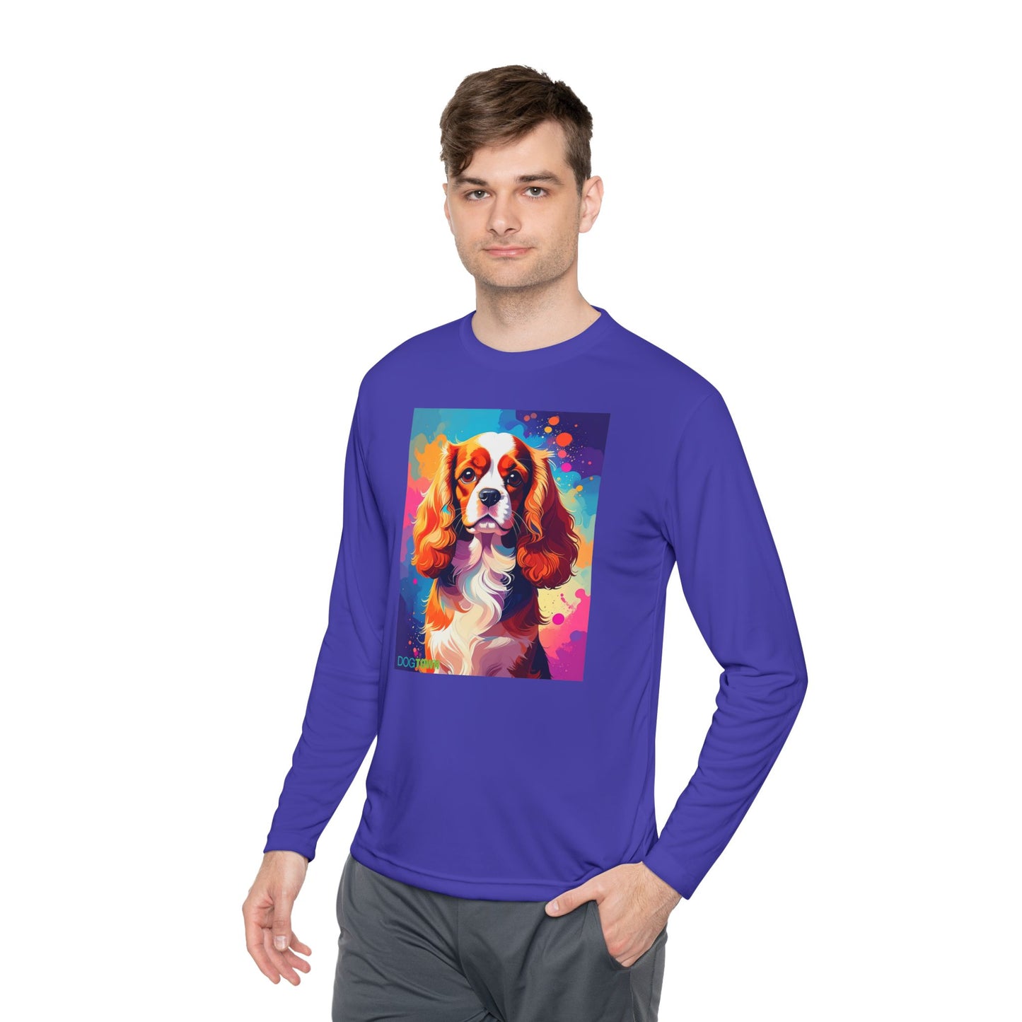 Pup Art Canvas Sport Long Sleeve Tee (Cavalier King Charles Spaniel)