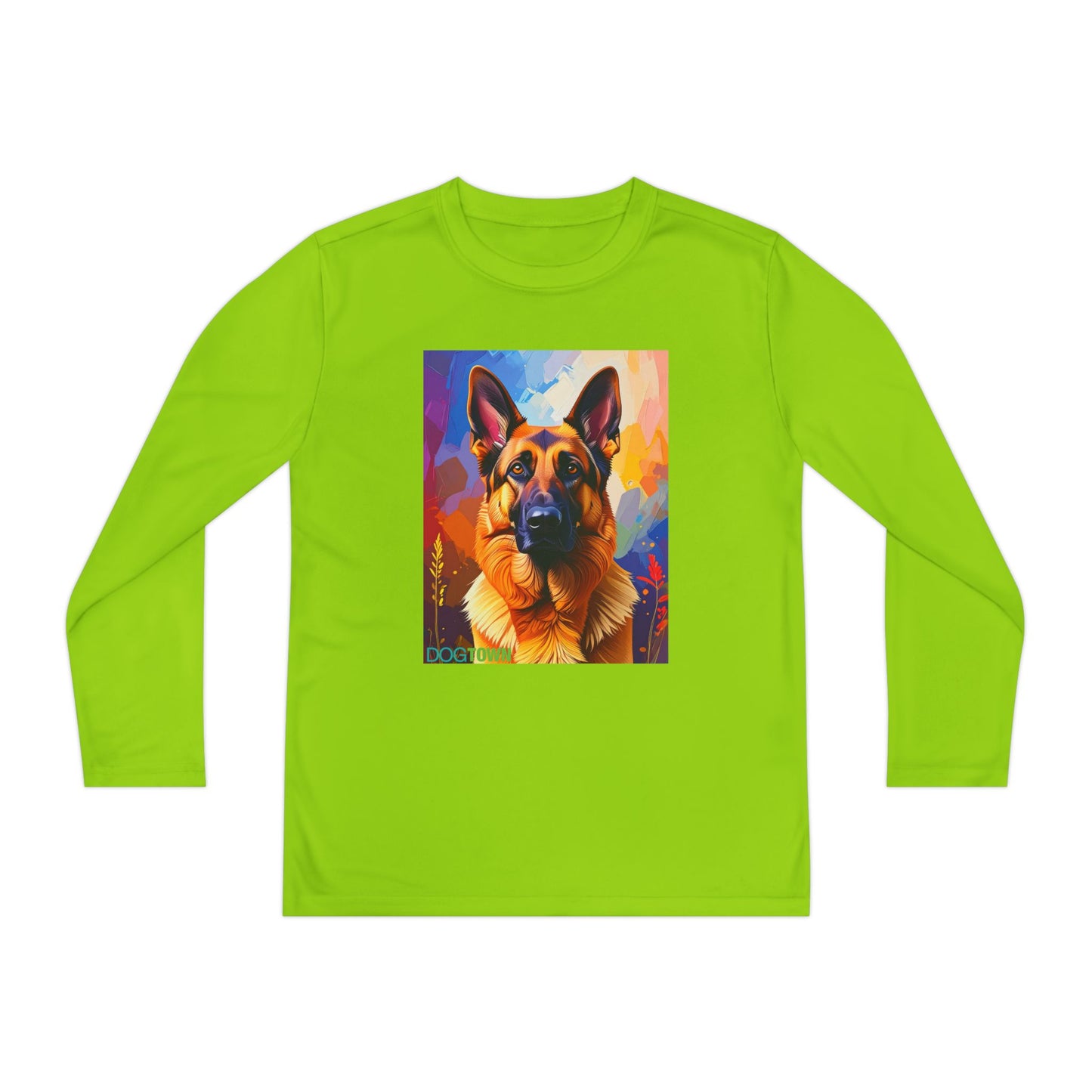 Pup Art Canvas - Kid's Sport Long Sleeve Tee  (German Shepherd)