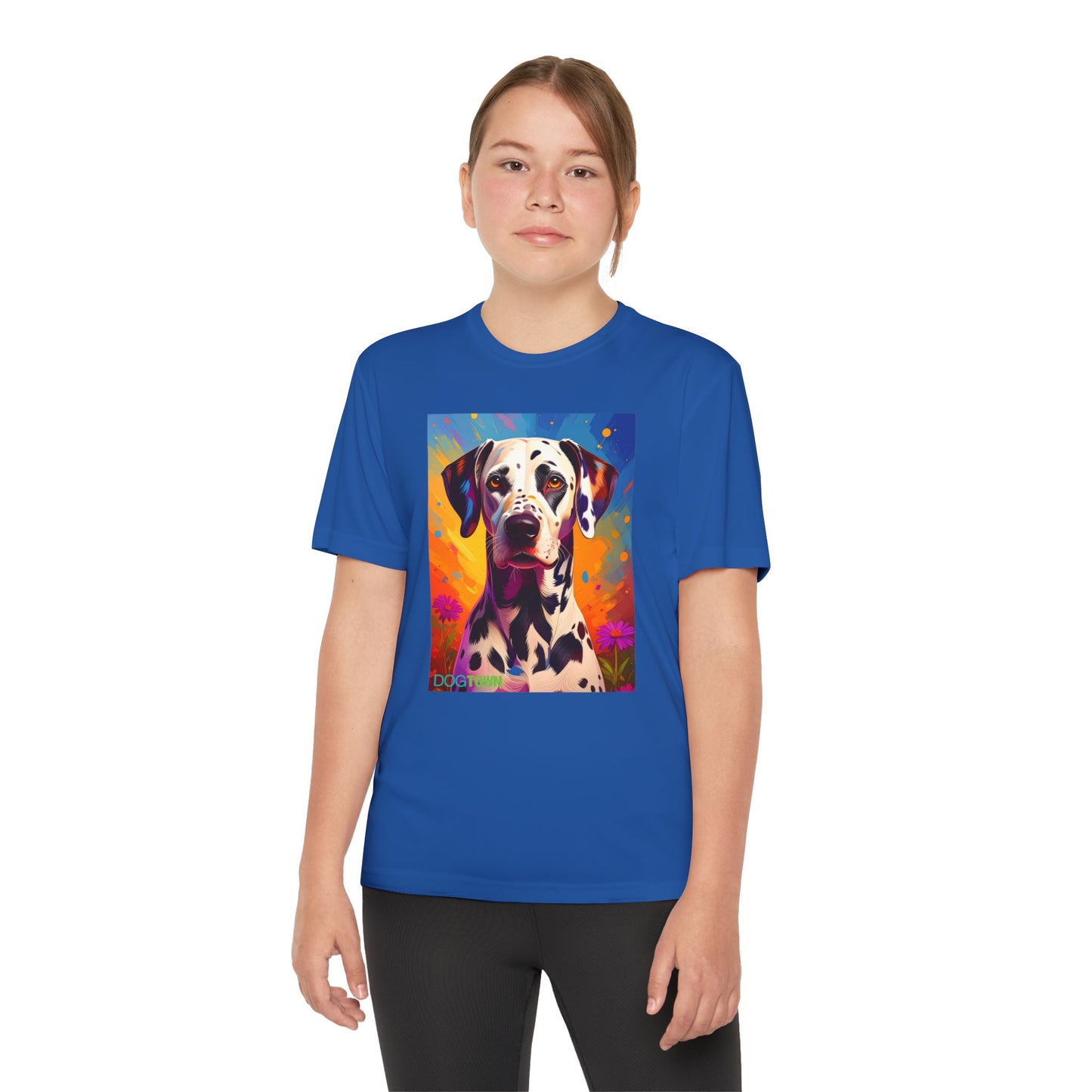 Pup Art Canvas - Kid's Sport Short Sleeve Tee (Dalmatian)