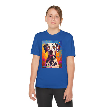 Pup Art Canvas - Kid's Sport Short Sleeve Tee (Dalmatian)