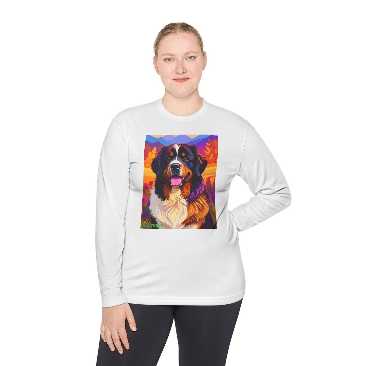 Pup Art Canvas Sport Long Sleeve Tee (Bernese Mountain Dog)
