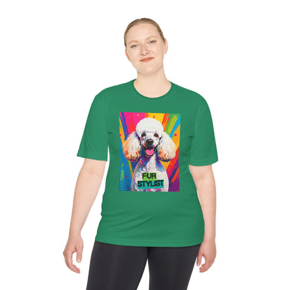 Dogtown Fur Stylist Groomer Short Sleeve Shirt (Colorful with White Poodle)
