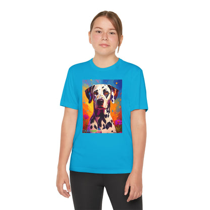 Pup Art Canvas - Kid's Sport Short Sleeve Tee (Dalmatian)