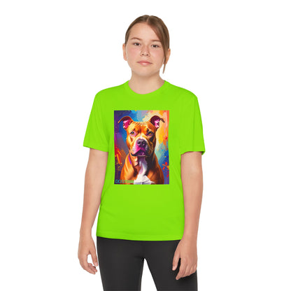 Pup Art Canvas - Kid's Sport Short Sleeve Tee (Pit Bull)