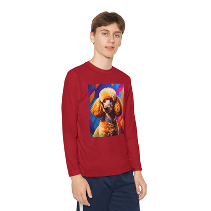 Pup Art Canvas - Kid's Sport Long Sleeve Tee (Toy Poodle)
