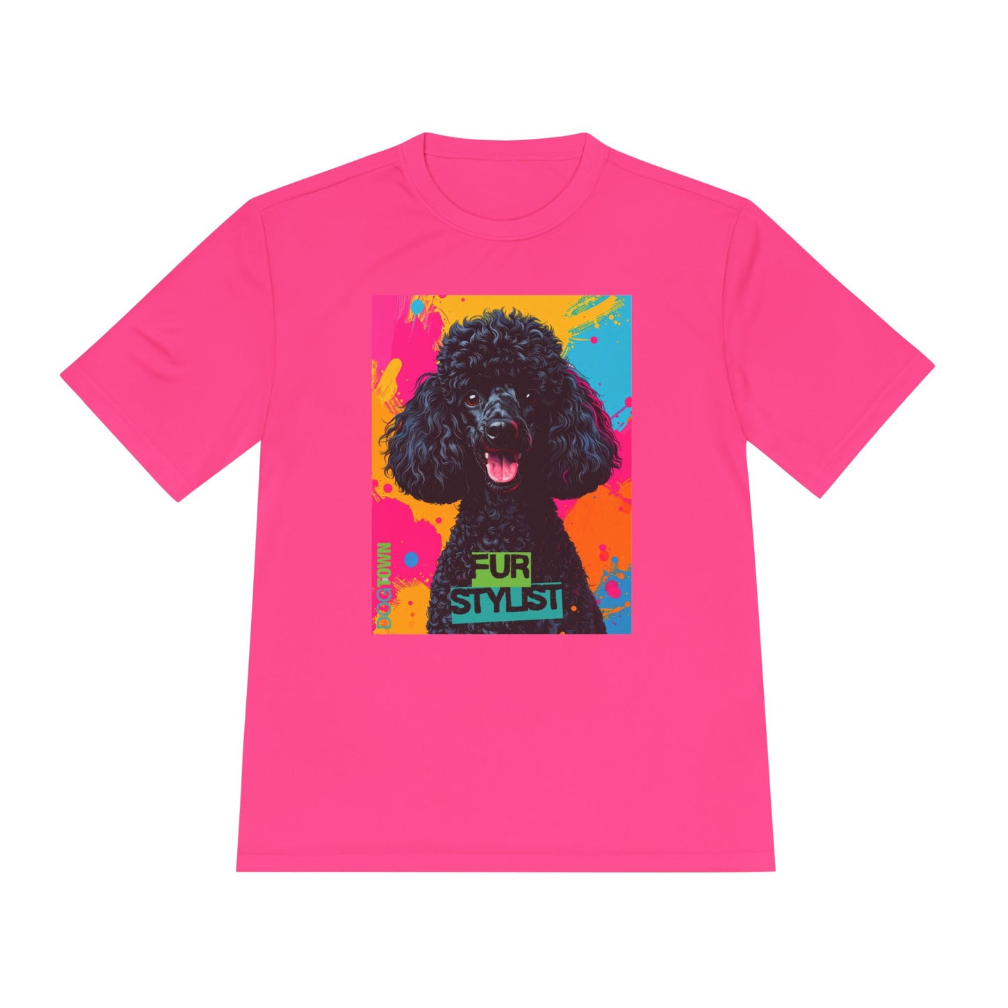 Dogtown Fur Stylist Groomer Short Sleeve Shirt (Colorful with Black Poodle)