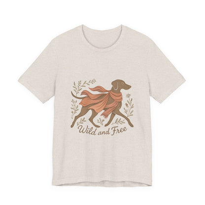 Dogtown Boho Revival "Wild and Free" Unisex Jersey Short Sleeve Tee (Weimaraner)