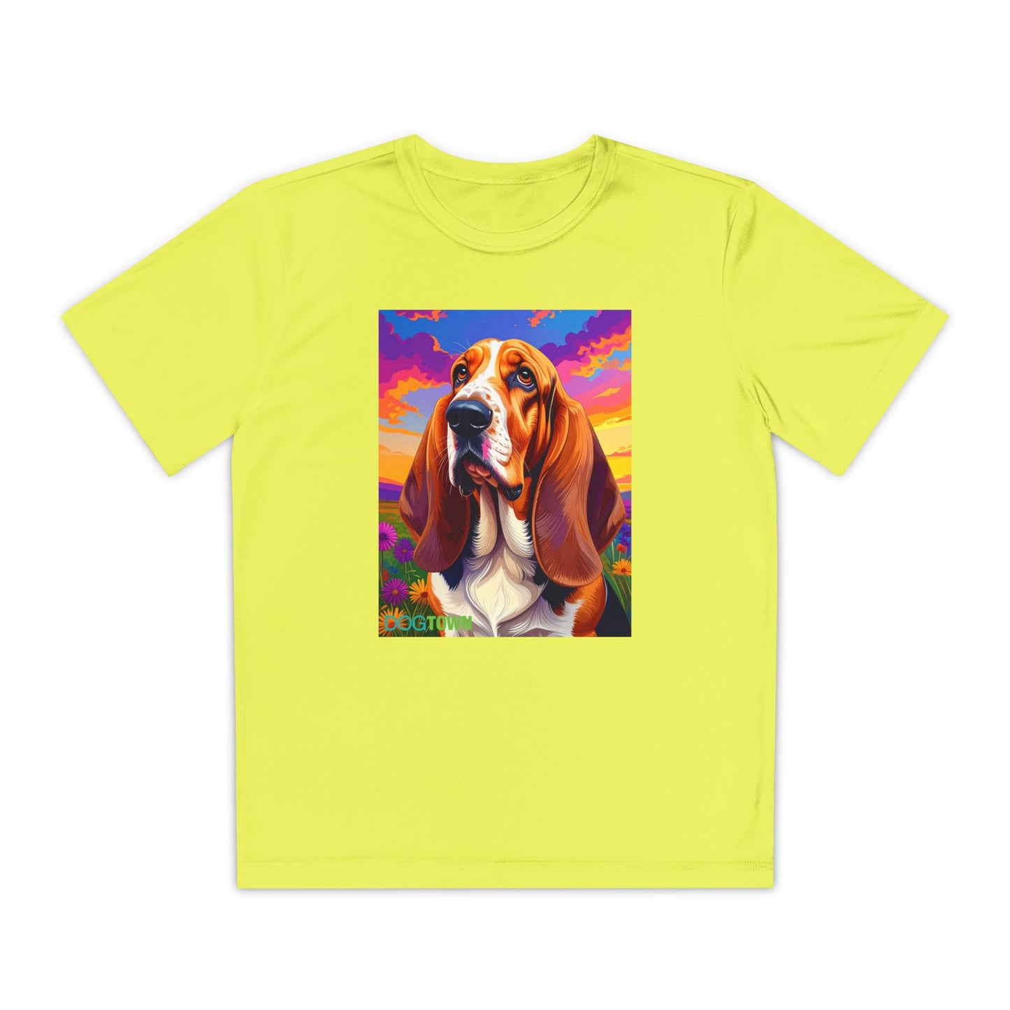 Pup Art Canvas - Kid's Sport Short Sleeve Tee (Basset Hound)