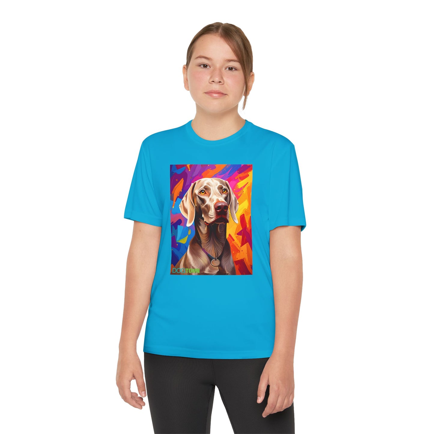 Pup Art Canvas - Kid's Sport Short Sleeve Tee (Weimaraner)