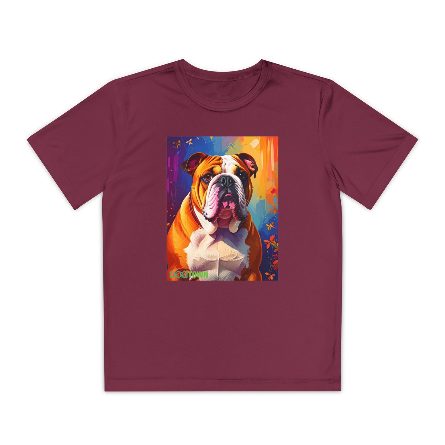 Pup Art Canvas - Kid's Sport Short Sleeve Tee (English Bulldog)