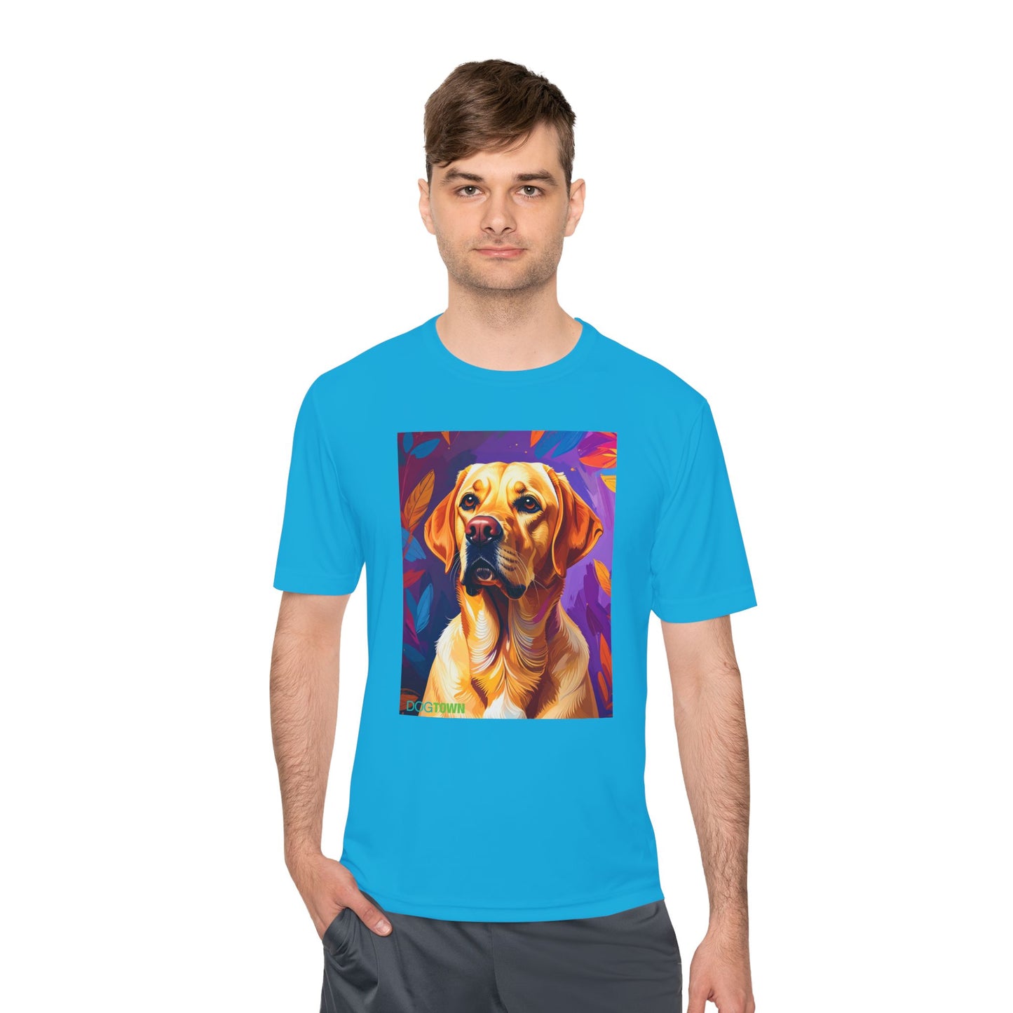 Pup Art Canvas Unisex Moisture Wicking Tee (Yellow Lab)