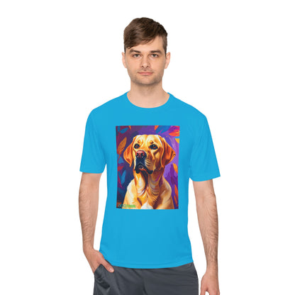 Pup Art Canvas Unisex Moisture Wicking Tee (Yellow Lab)