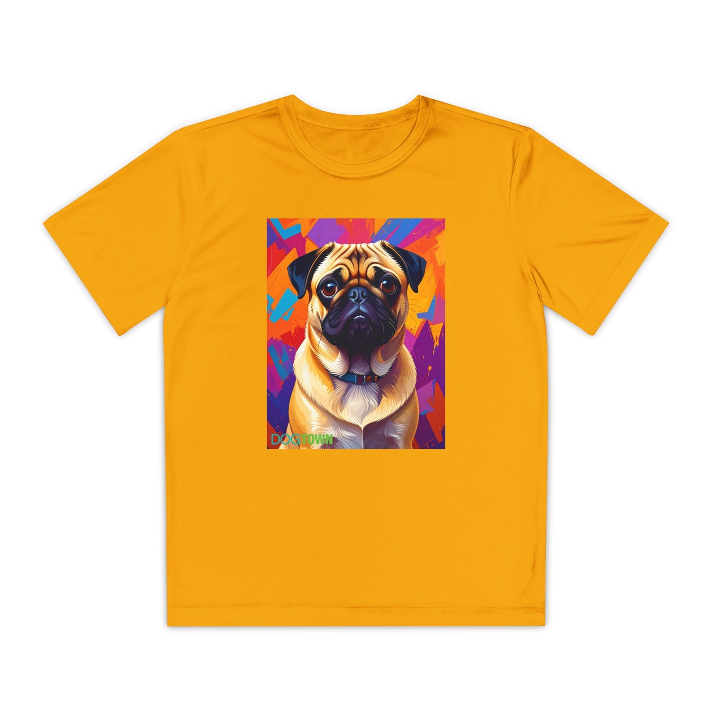 Pup Art Canvas - Kid's Sport Short Sleeve Tee (Pug)