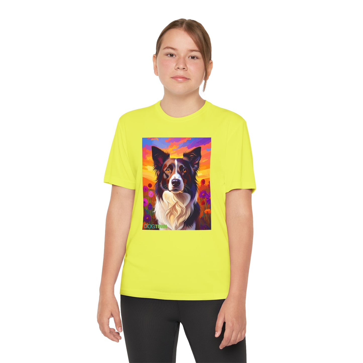Pup Art Canvas - Kid's Sport Short Sleeve Tee (Border Collie)