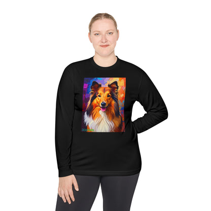Pup Art Canvas Sport Long Sleeve Tee (Sheltie)