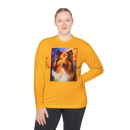 Pup Art Canvas Sport Long Sleeve Tee (Sheltie)