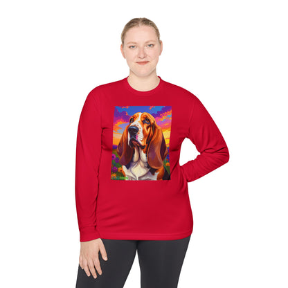 Pup Art Canvas Sport Long Sleeve Tee (Basset Hound)