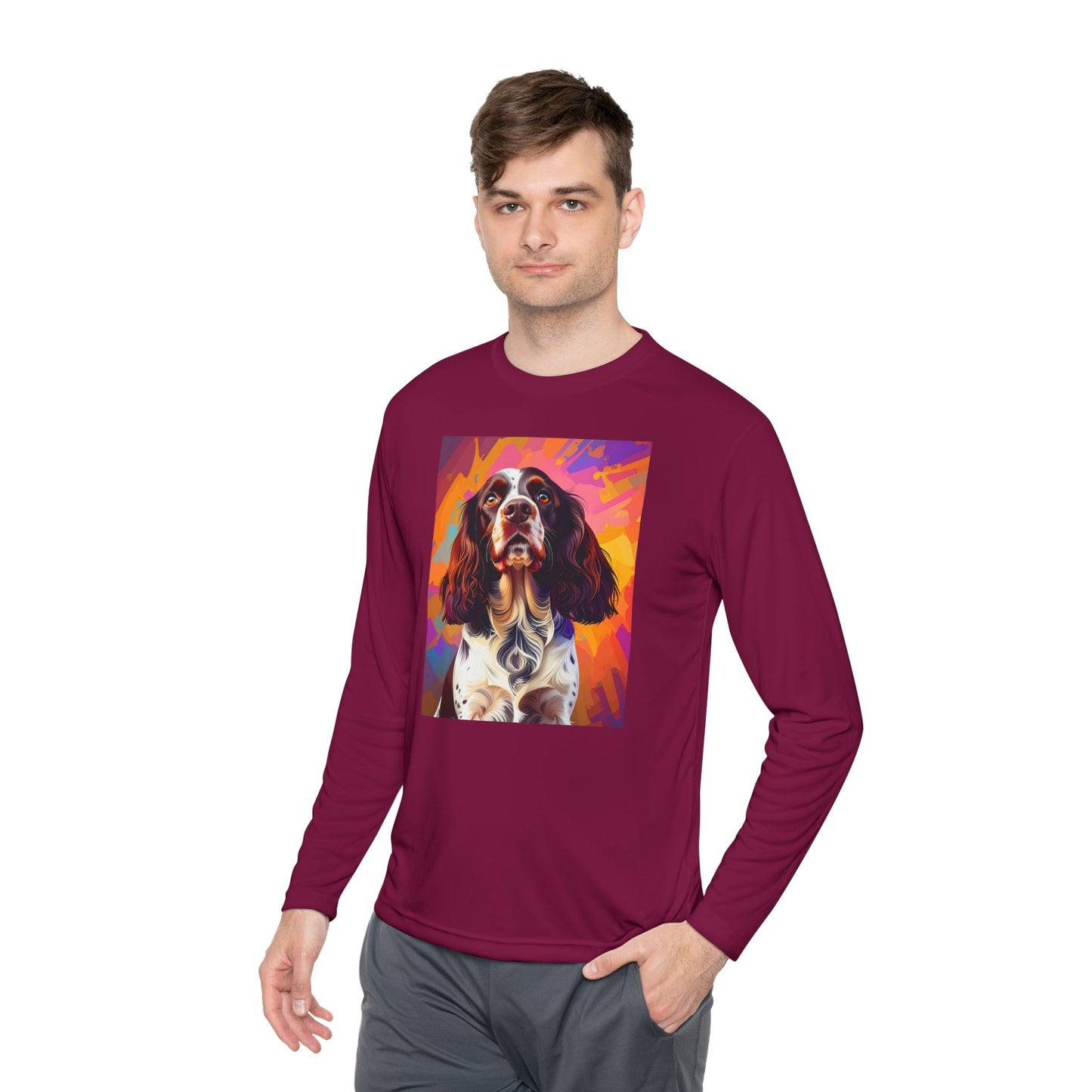 Pup Art Canvas Sport Long Sleeve Tee (English Springer Spaniel - 2)