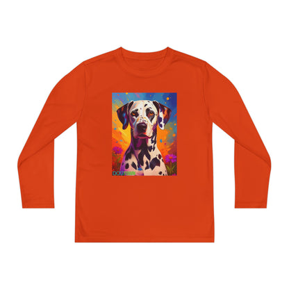 Pup Art Canvas - Kid's Sport Long Sleeve Tee (Dalmatian)
