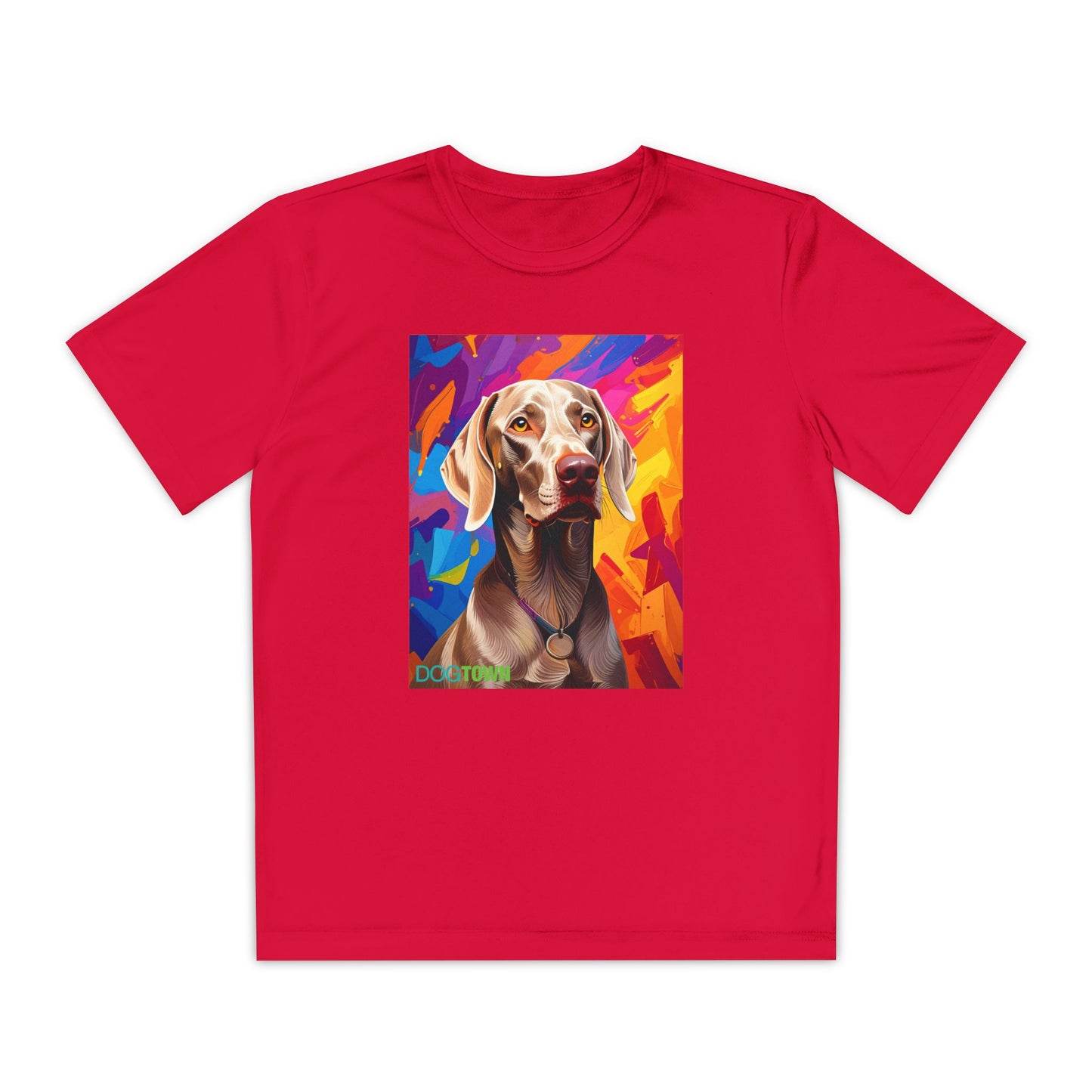 Pup Art Canvas - Kid's Sport Short Sleeve Tee (Weimaraner)