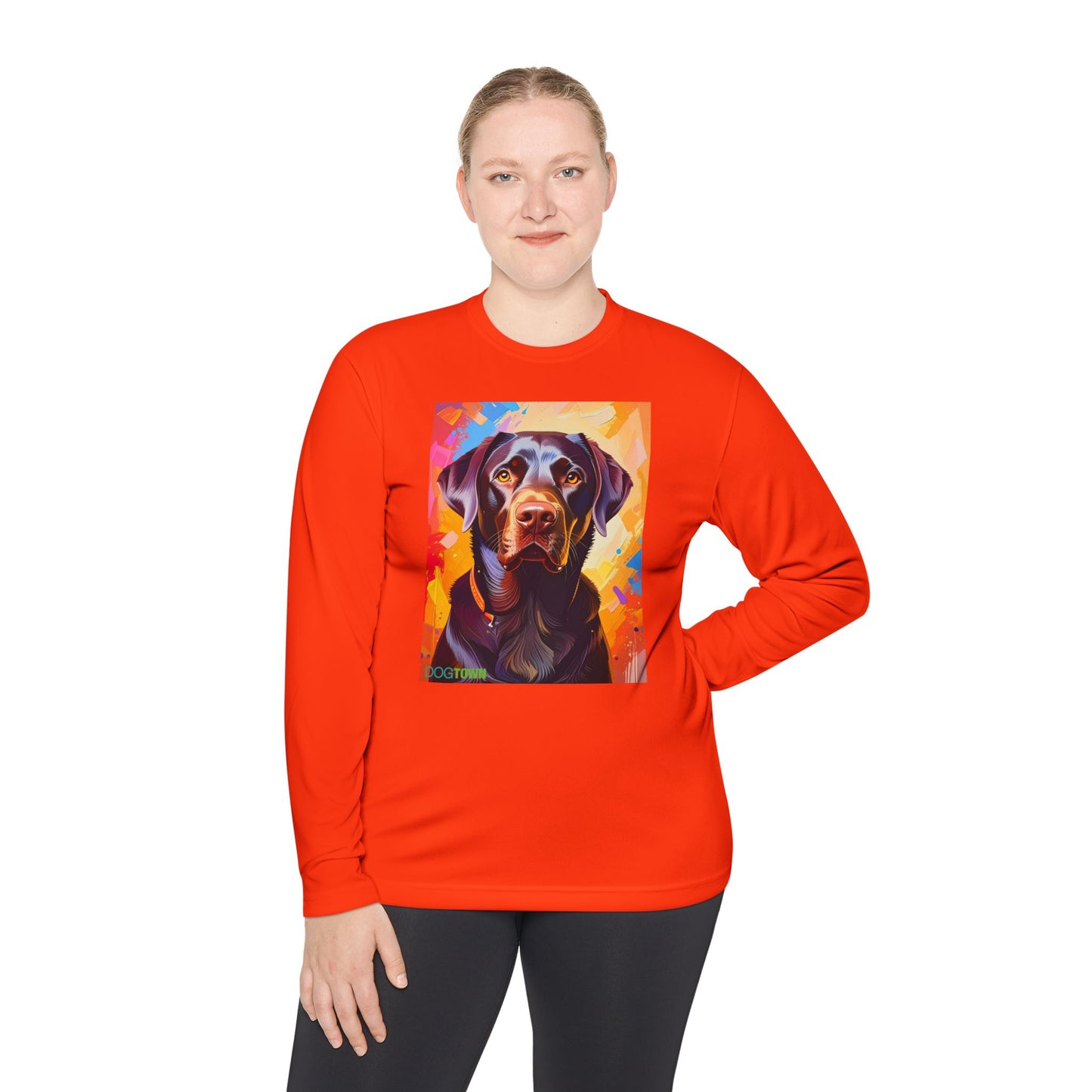 Pup Art Canvas Sport Long Sleeve Tee (Chocolate Lab)