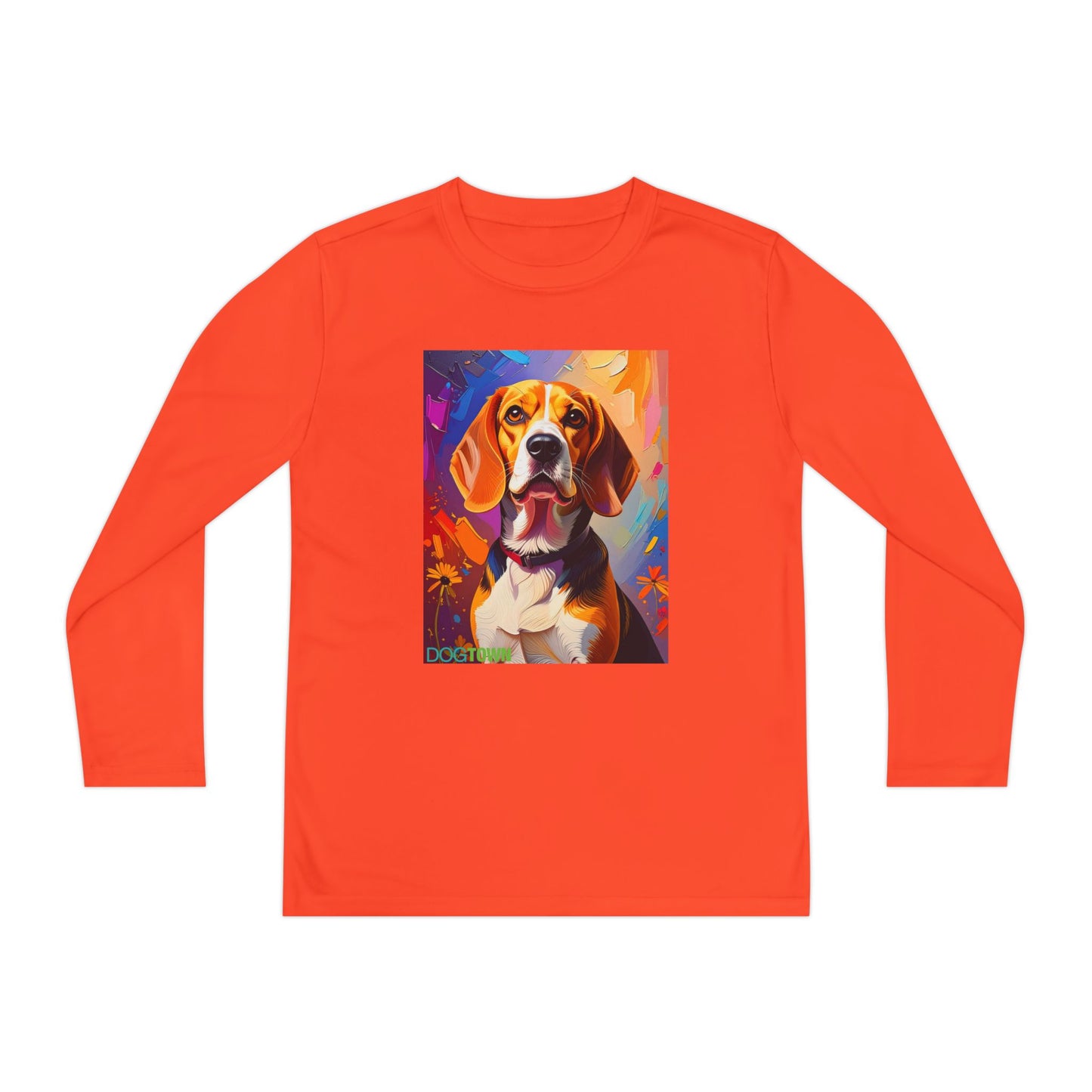 Pup Art Canvas - Kid's Sport Long Sleeve Tee (Beagle)
