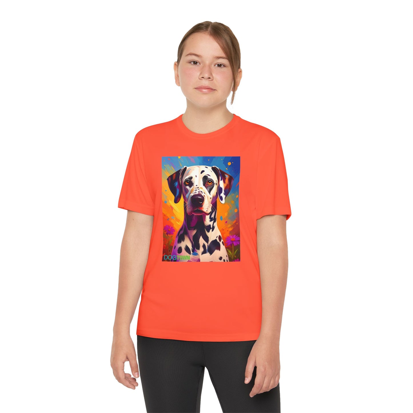 Pup Art Canvas - Kid's Sport Short Sleeve Tee (Dalmatian)
