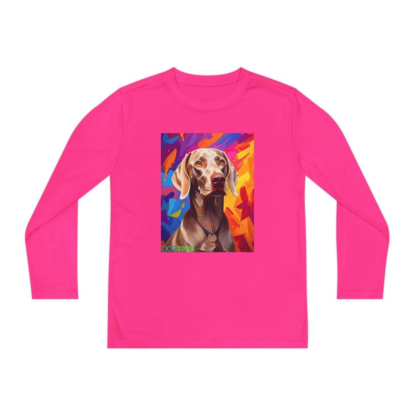 Pup Art Canvas - Kid's Sport Long Sleeve Tee (Weimaraner)